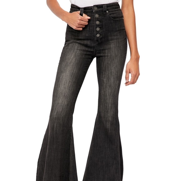 Free People Denim - Free People Irreplaceable Flare Black High Rise